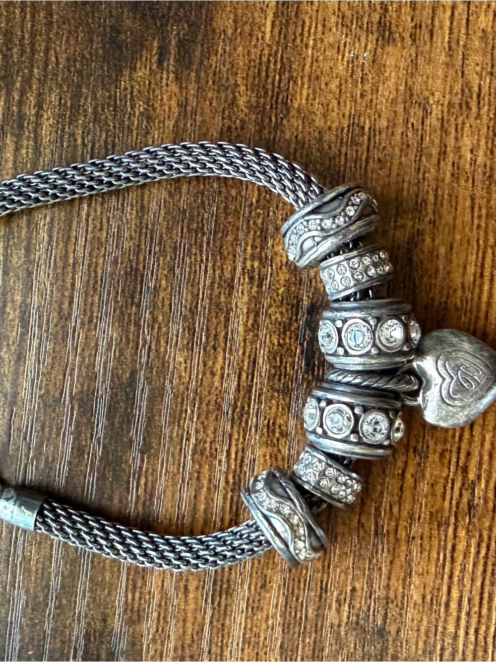 Brighton Silver-Tone Crystal Heart Charm Bracelet - Picture 2 of 5